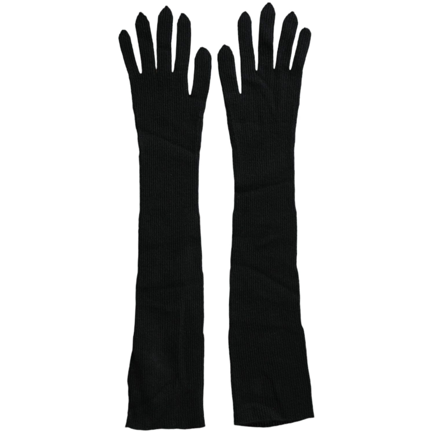 Dolce & Gabbana Black Cashmere Knitted Elbow Length Gloves