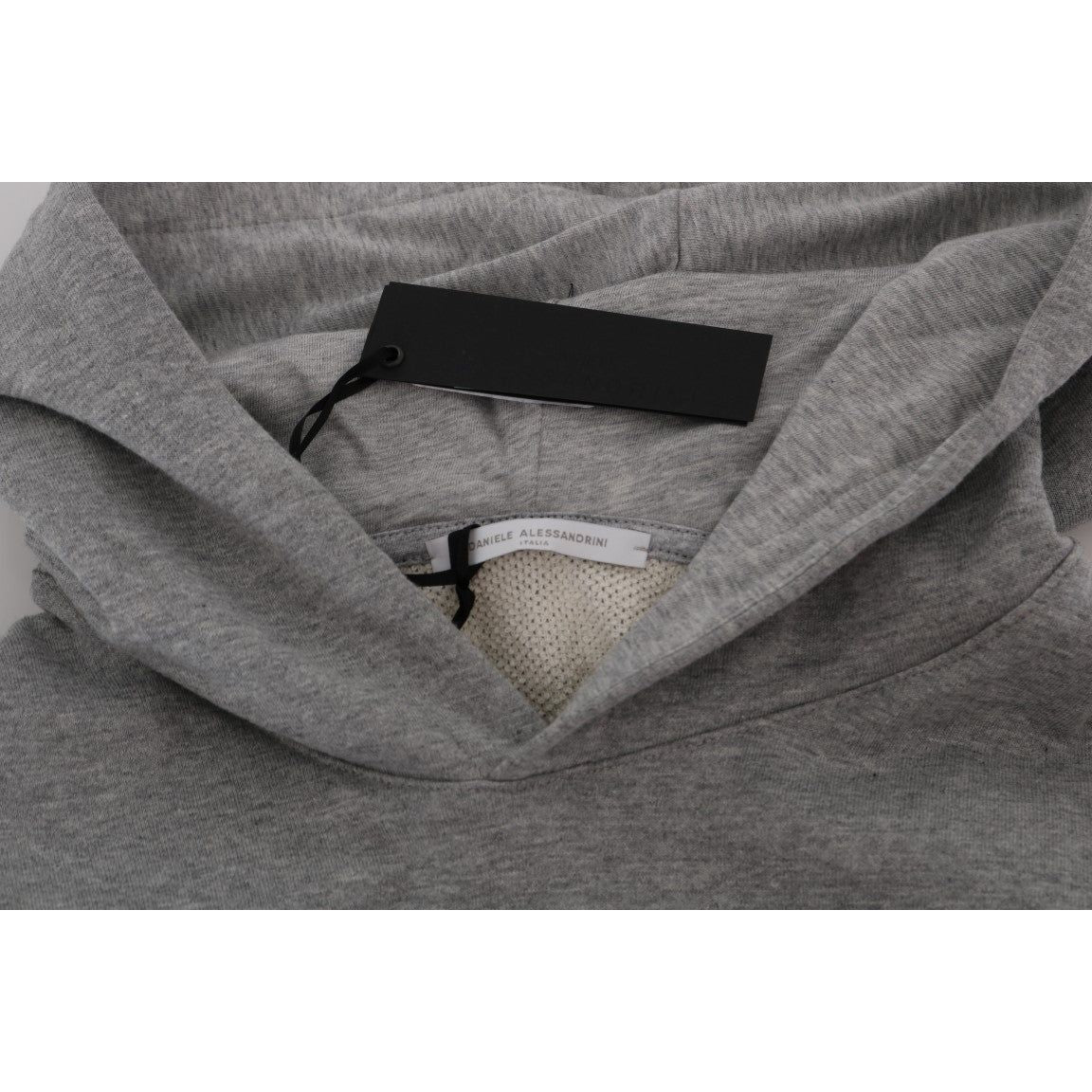 Daniele Alessandrini Sophisticated Gray Cotton Hooded Sweater Daniele Alessandrini