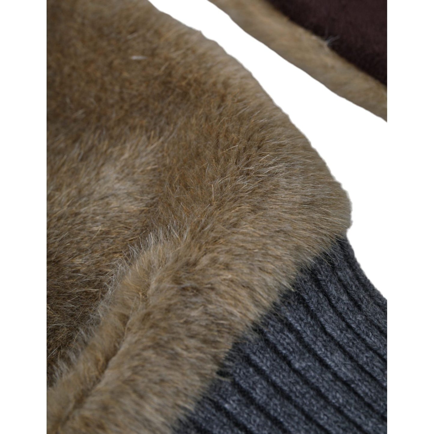 Dolce & Gabbana Beige Acrylic Knitted Fur Wrist Mitten Gloves Dolce & Gabbana