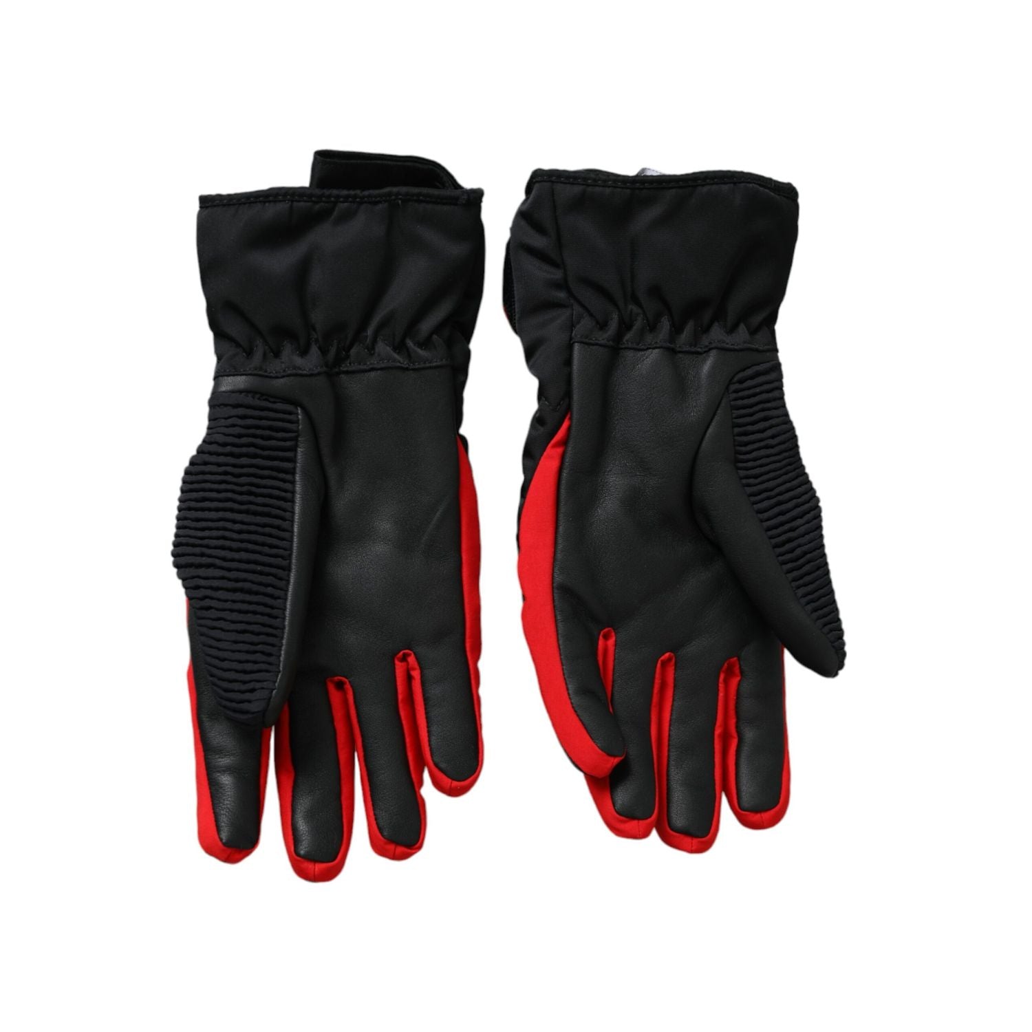 Dolce & Gabbana Black Red Nylon Wrist Length Gloves