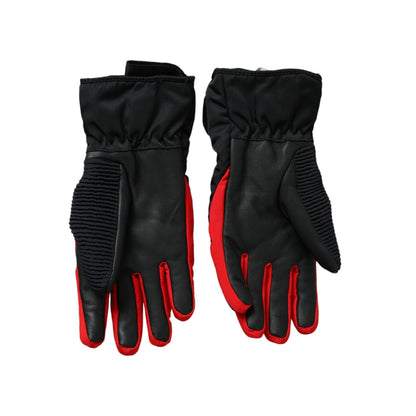 Dolce & Gabbana Black Red Nylon Wrist Length Gloves