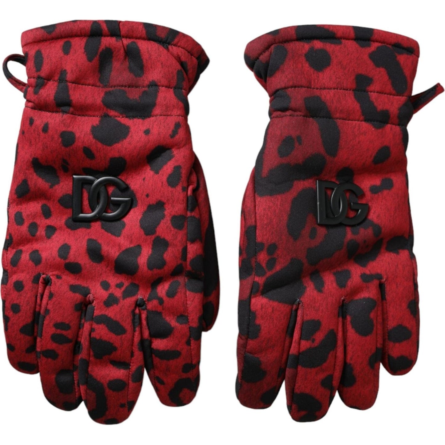 Dolce & Gabbana Red Leopard Logo Wrist Length Gloves Dolce & Gabbana