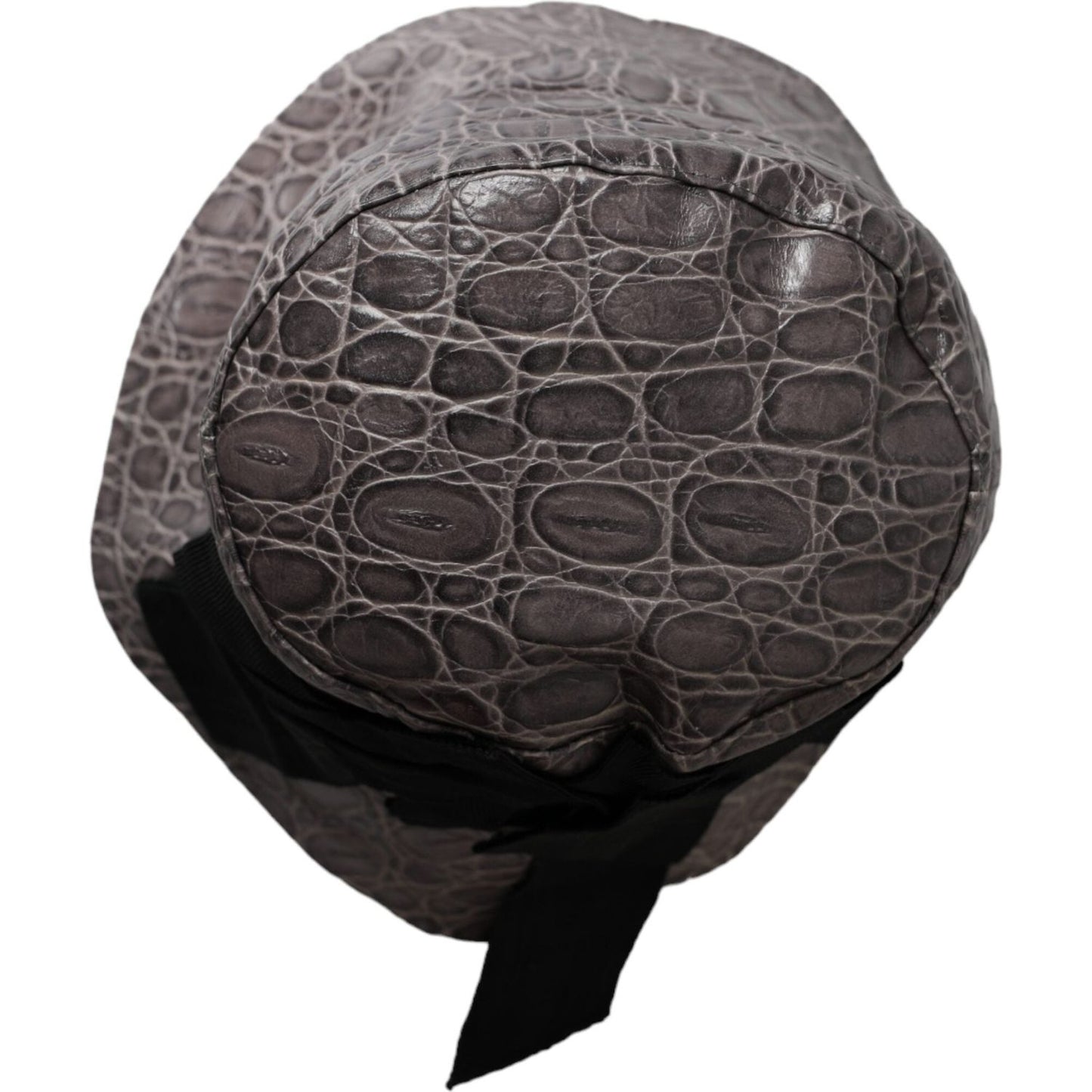 Dolce & Gabbana Black Gray Patterned Leather Bucket Hat