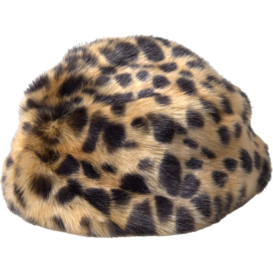 Brown Leopard Fur Women Bucket Hat