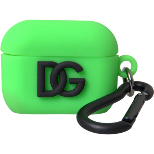 Neon Green Silicone Logo Embossed Airpods Case