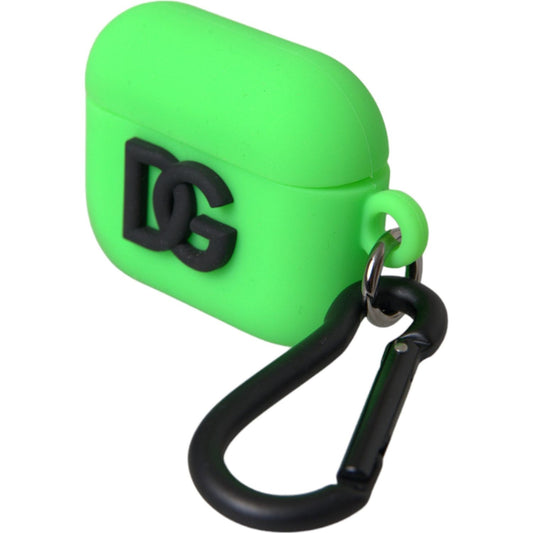 Neon Green Silicone Logo Embossed Airpods Case