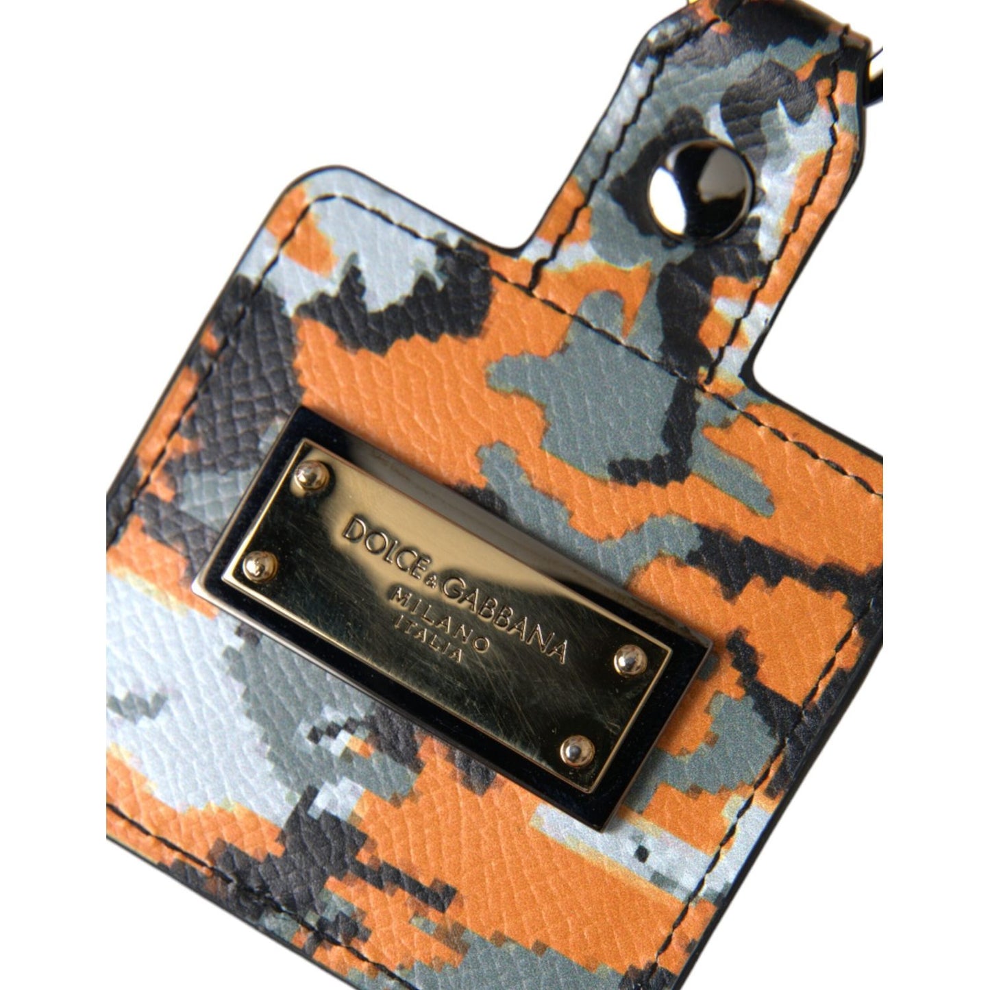 Dolce & Gabbana Multicolor Camouflage Print Leather Logo Metal Airpods Case Dolce & Gabbana