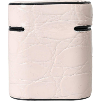 Dolce & Gabbana Light Pink Leather Metal Logo Plaque Airpods Case