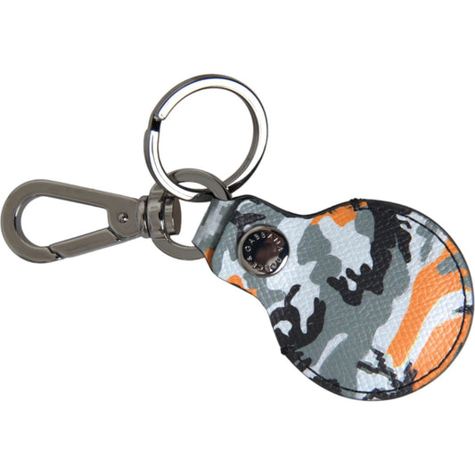 Dolce & Gabbana Camouflage Leather DG Logo Round Metal Keyring Keychain Dolce & Gabbana