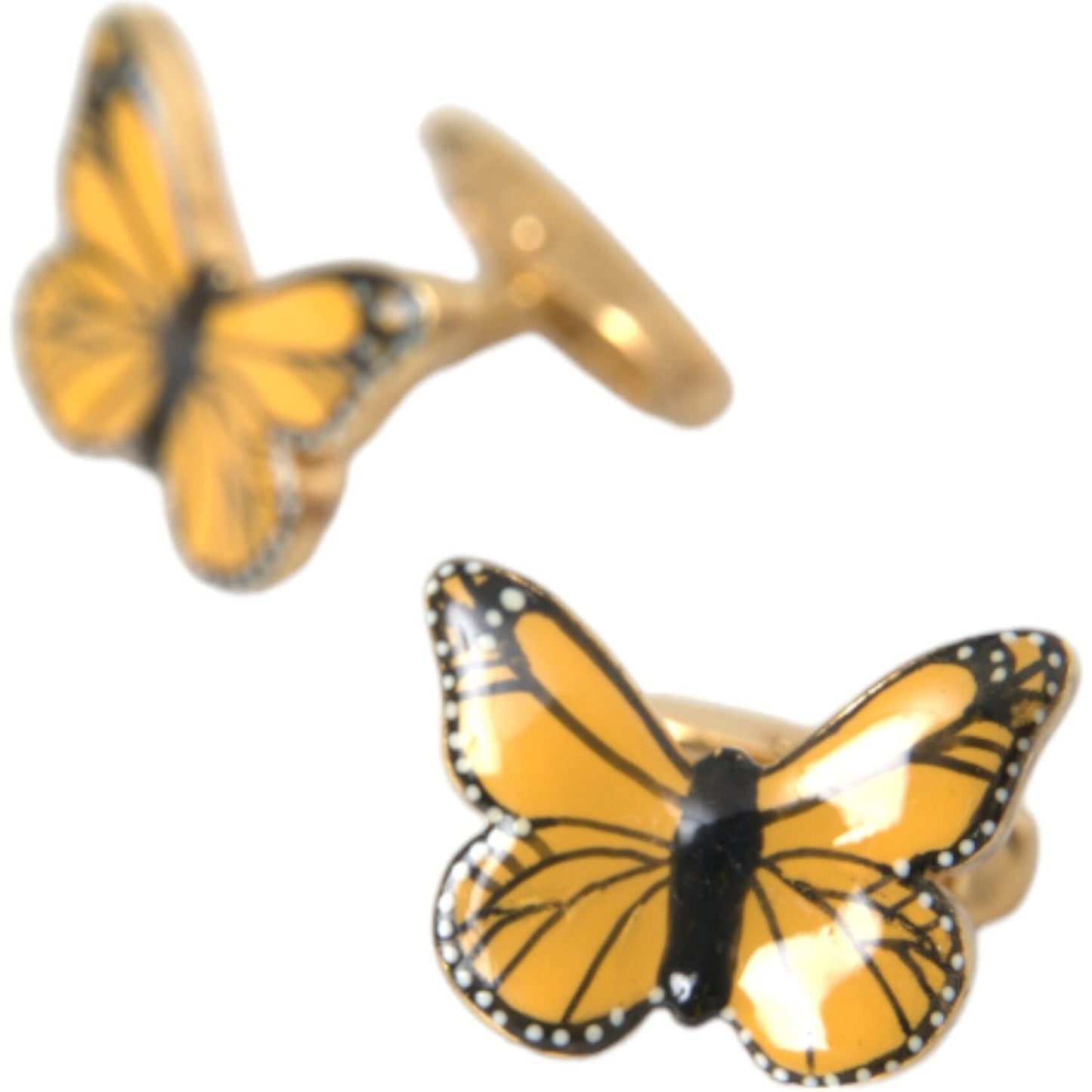 Dolce & Gabbana Gold Tone Brass Butterfly Enamel Men Cufflink Dolce & Gabbana