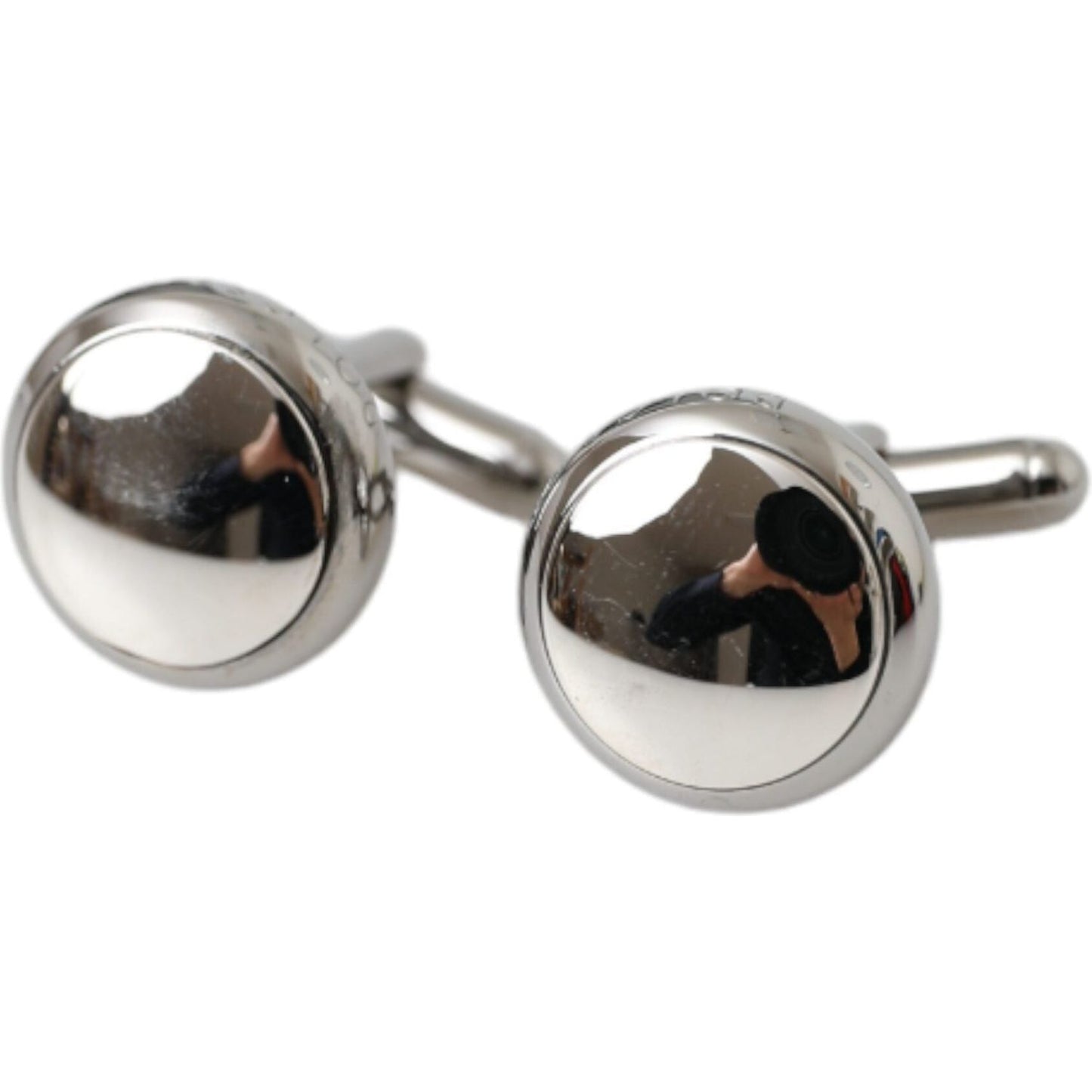 Dolce & Gabbana Silver Plated Brass Round Pin Men Cufflinks Dolce & Gabbana