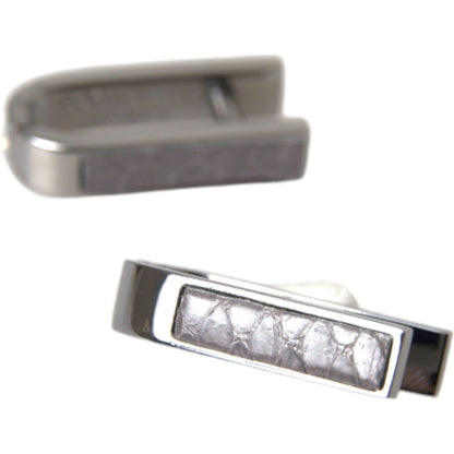 Dolce & Gabbana Silver Plated Metal Brass Pin Men Cufflinks