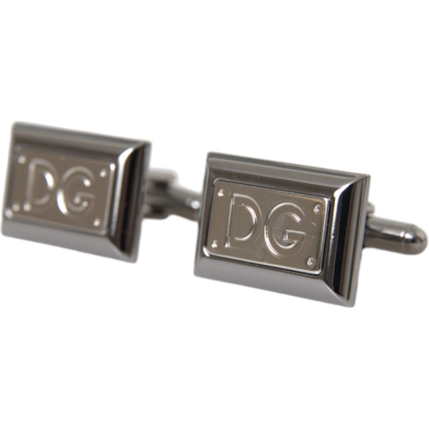 Dolce & Gabbana Silver Plated Metal Brass DG Logo Pin Cufflinks Cufflinks Dolce & Gabbana