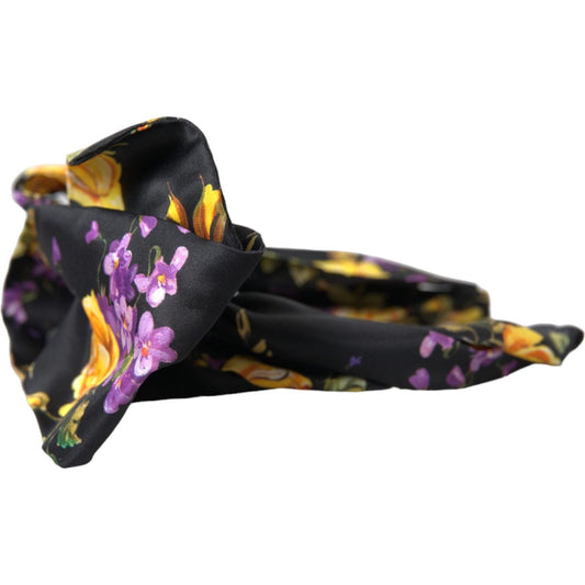 Black Floral Applique Silk Women Headband Diadem