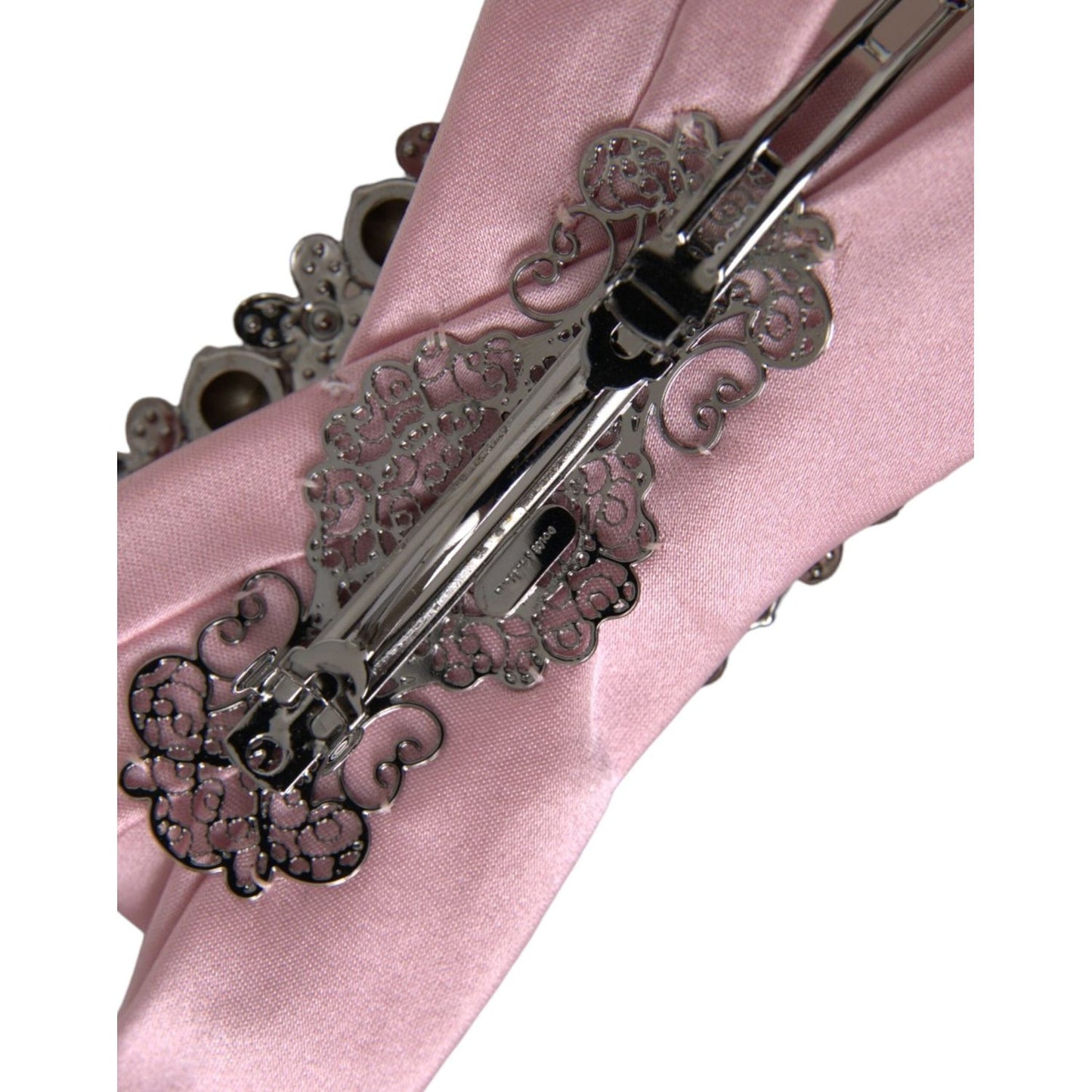 Dolce & Gabbana Pink Satin Crystal Jewelry Brooch Hair Pin Dolce & Gabbana