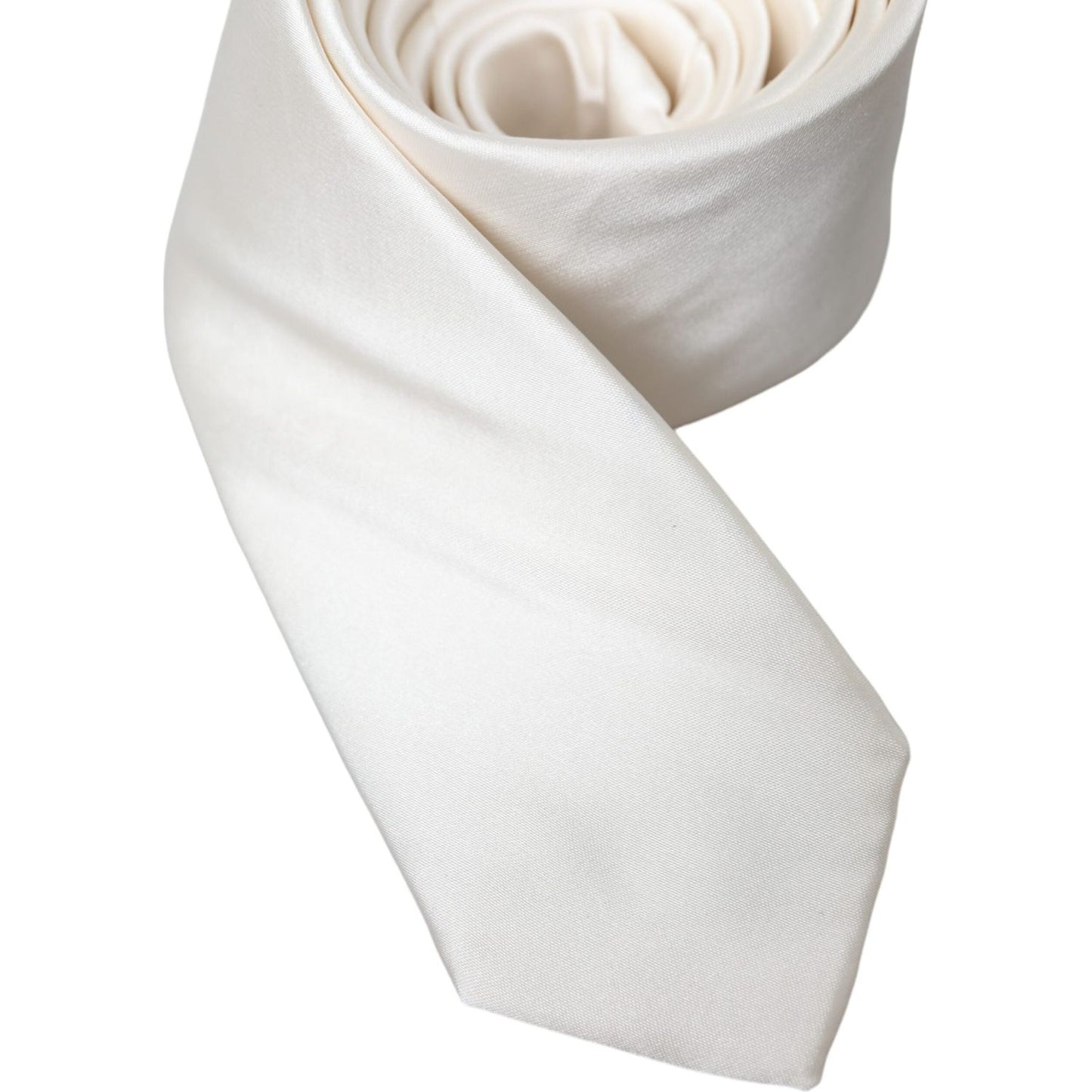 Dolce & Gabbana White Solid 100% Silk Adjustable Tie Dolce & Gabbana