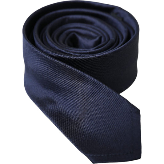 Blue Solid Silk Adjustable Tie Men