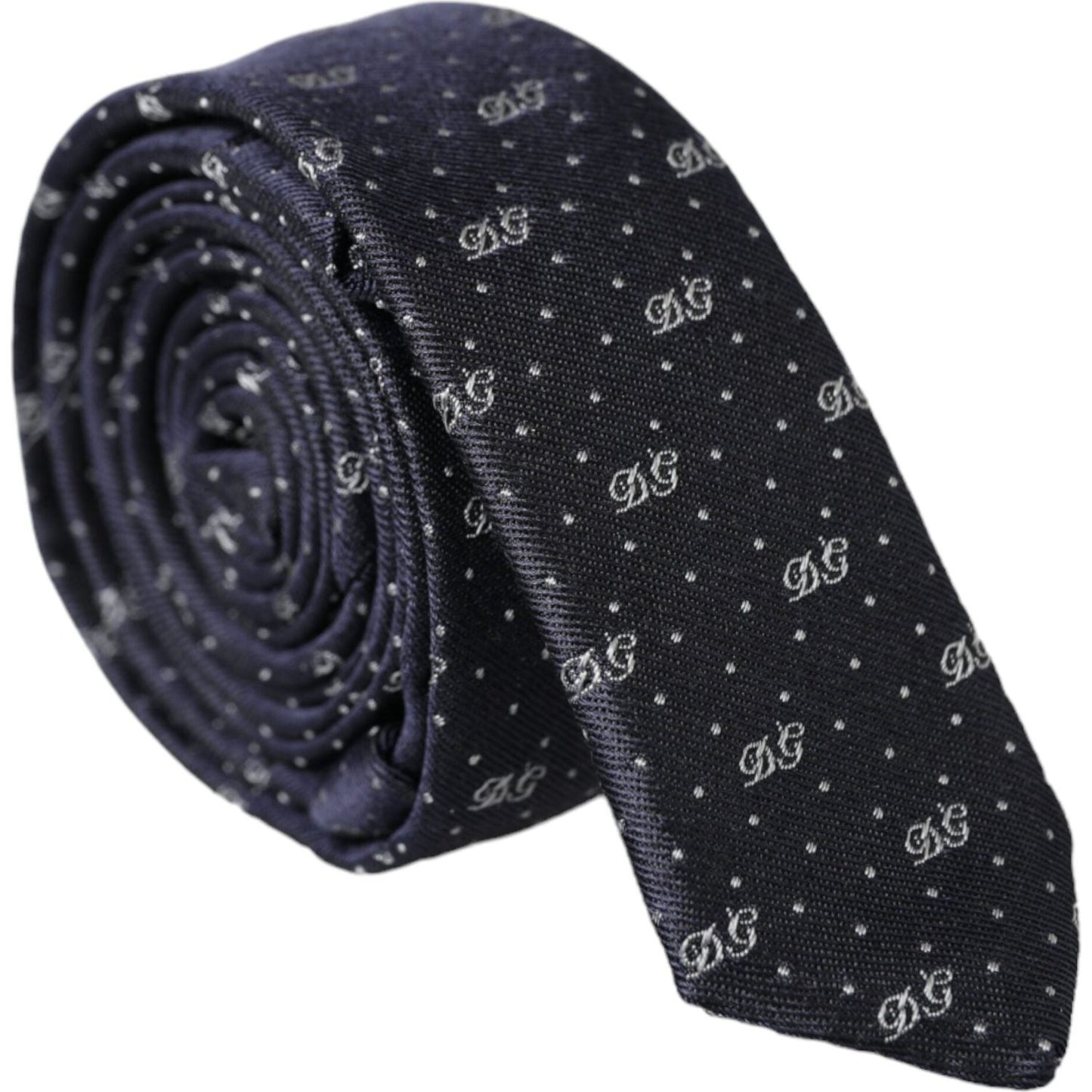 Dolce & Gabbana Blue DG Logo 100% Silk Adjustable Tie Dolce & Gabbana