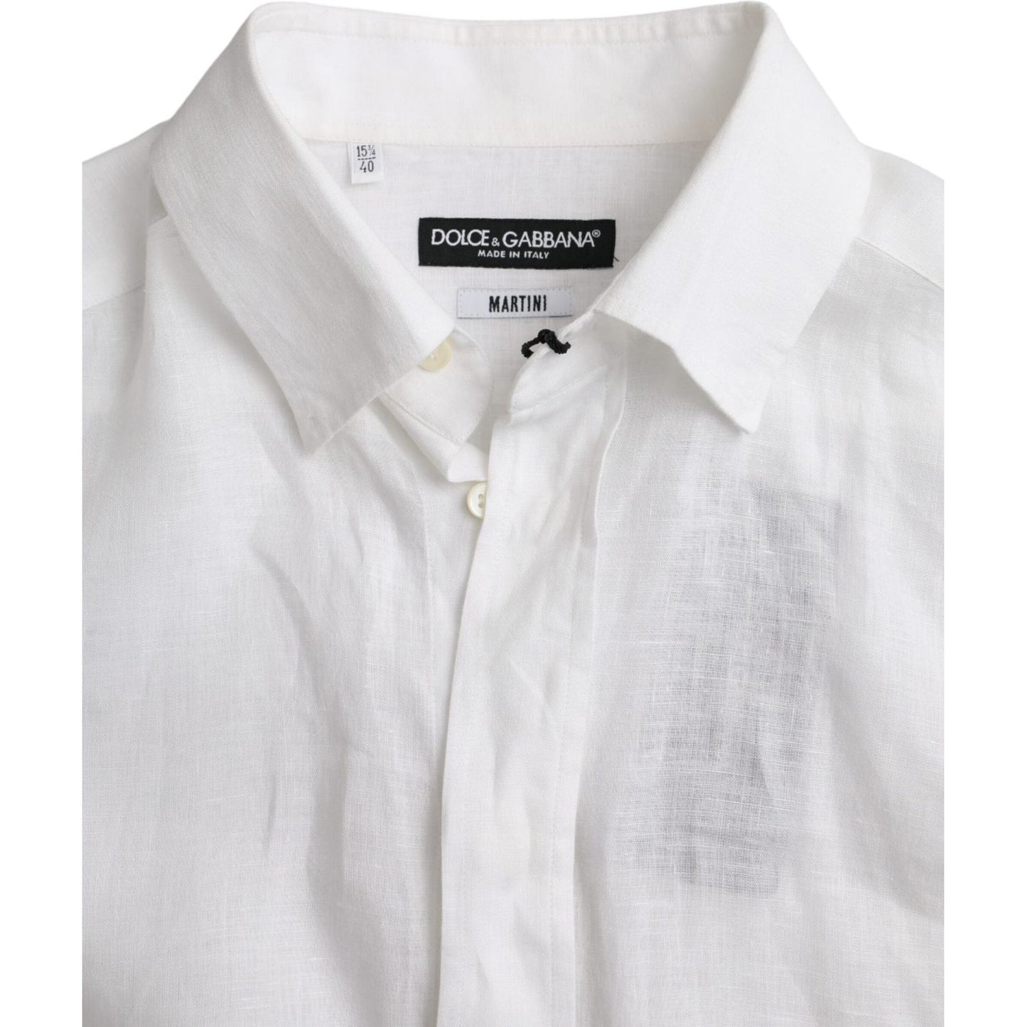 Dolce & Gabbana White Linen Long Sleeve Dress MARTINI Shirt Dolce & Gabbana