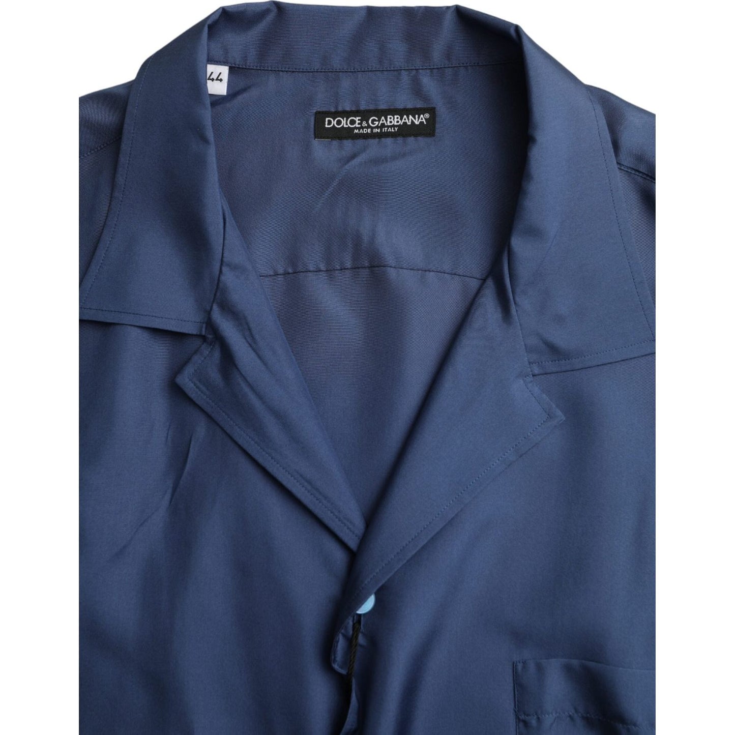 Dolce & Gabbana Blue Silk Long Sleeve Lounge Casual Shirt Dolce & Gabbana