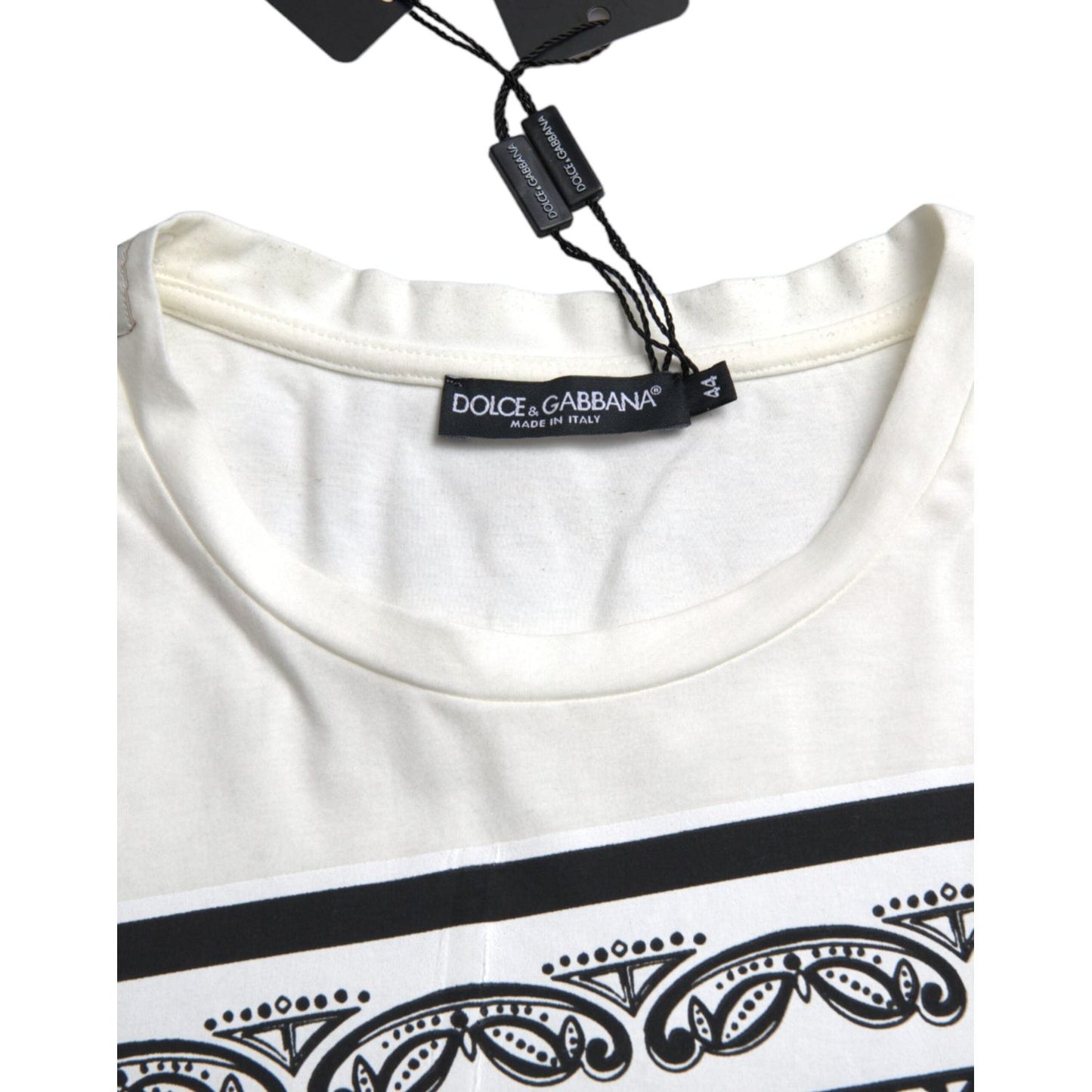 Dolce & Gabbana White Graphic Print Cotton Crew Neck T-shirt Dolce & Gabbana