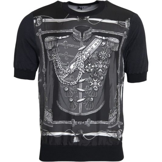 Dolce & Gabbana Black Cashmere Silk Jacket Print T-shirt Dolce & Gabbana