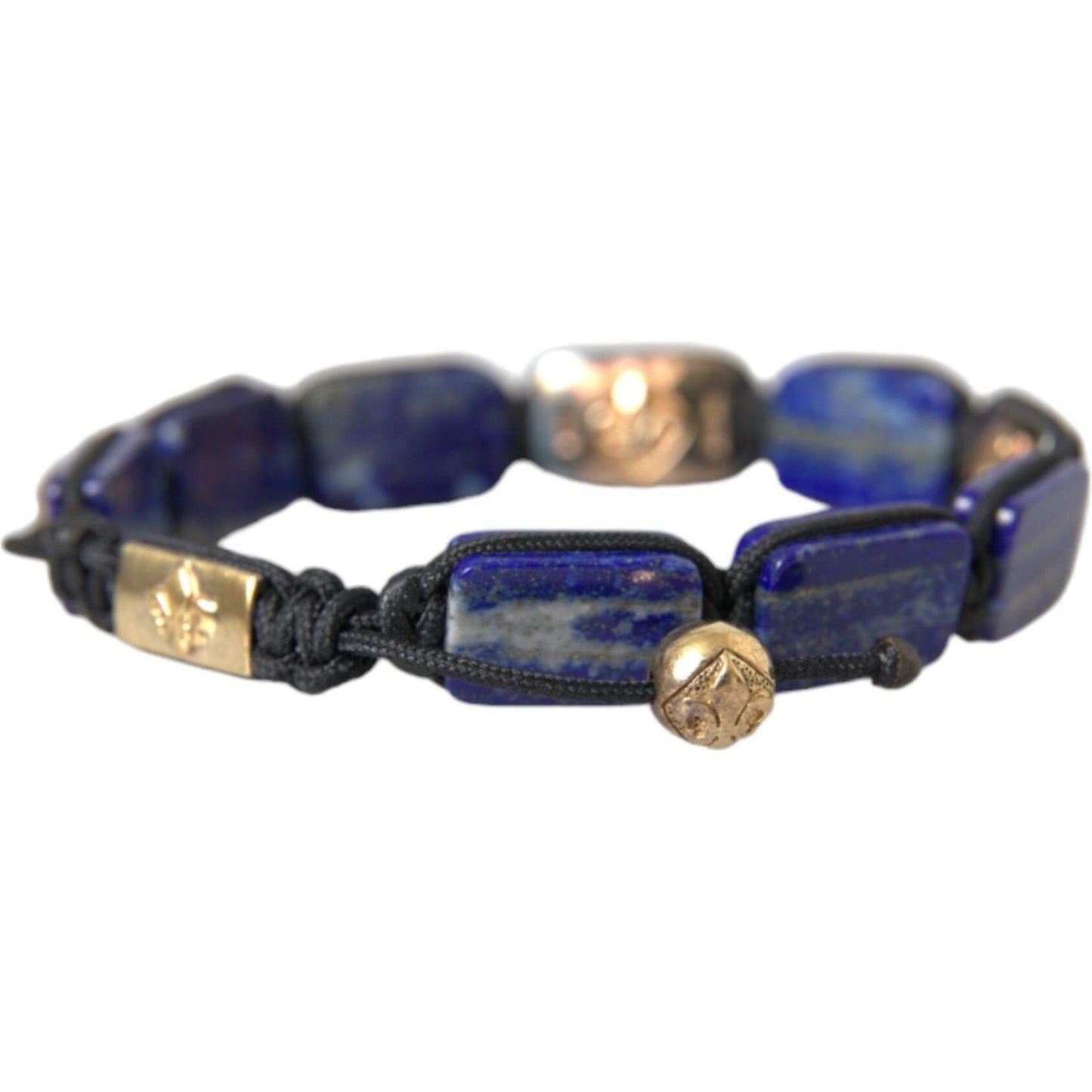 Nialaya Flat Bead Blue Lapis White CZ 925 Bracelet Mens Nialaya