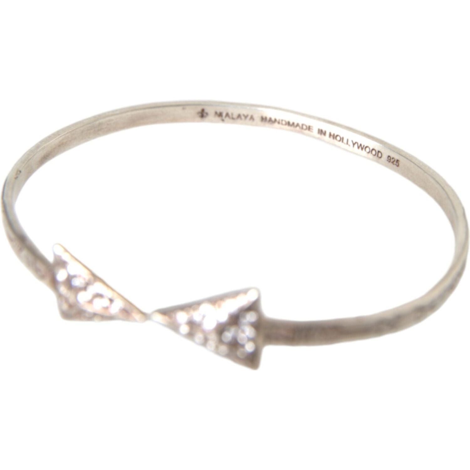 Nialaya Arrow Crystal 925 Silver Bangle Bracelet Women