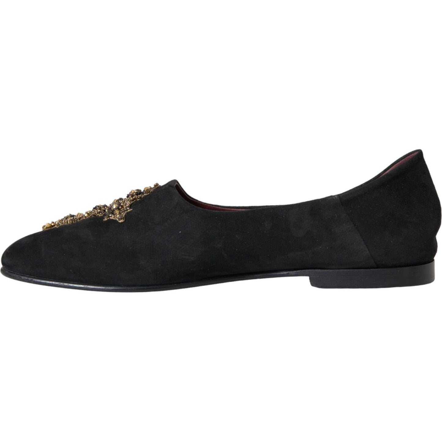 Dolce & Gabbana Black Suede Gold Cross Slip On Loafer Shoes Dolce & Gabbana