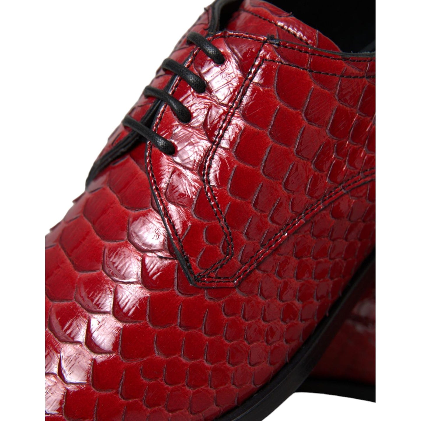 Dolce & Gabbana Red Textured Varnished Derby Men Formal Shoes Dolce & Gabbana