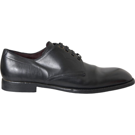 Dolce & Gabbana Black Leather Derby Formal Dress Men Shoes