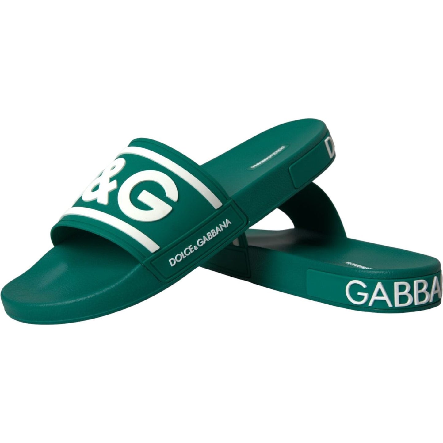 Dolce & Gabbana Green White Sandals Rubber Beachwear Shoes Dolce & Gabbana