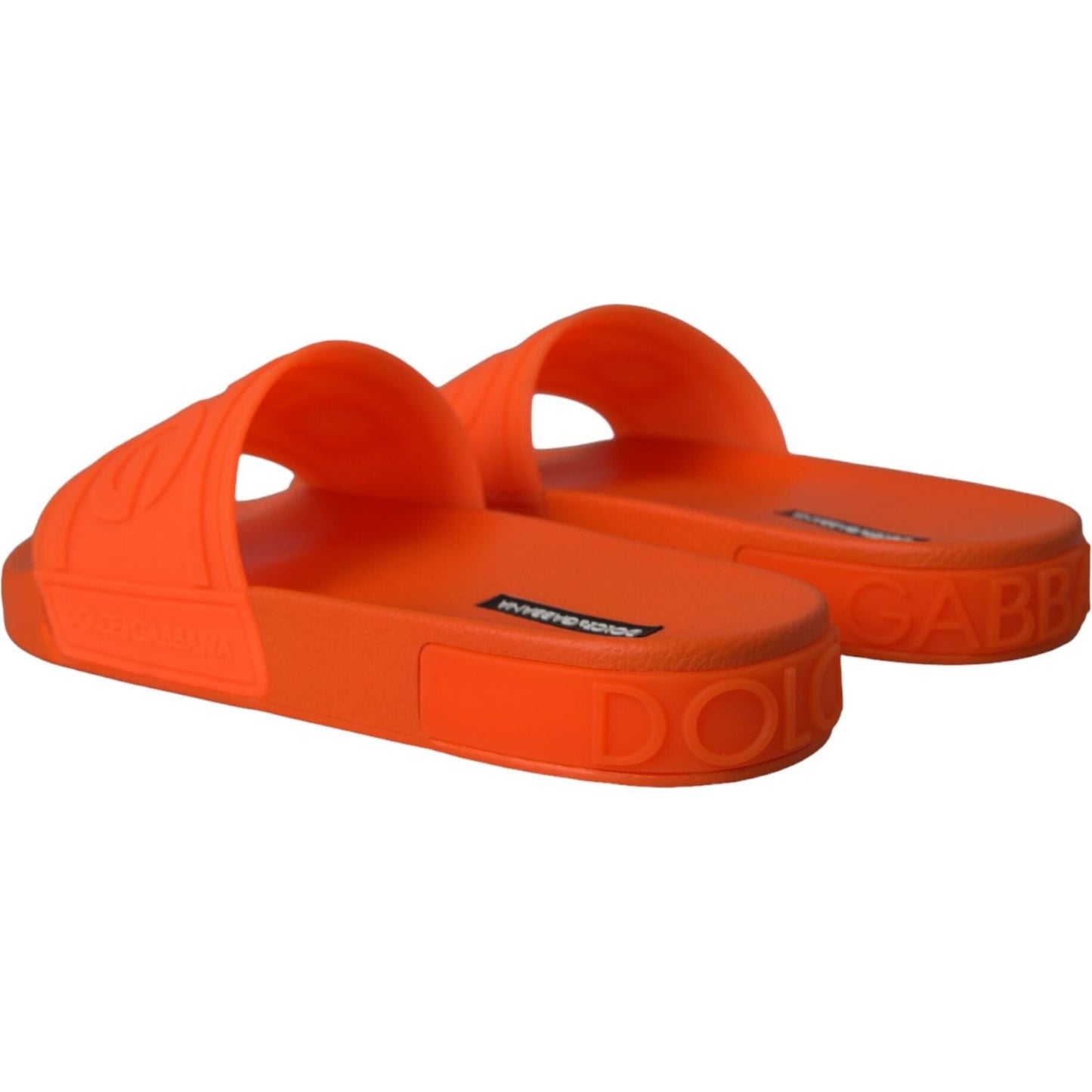 Dolce & Gabbana Orange Rubber Slides Sandals Beachwear Shoes Dolce & Gabbana