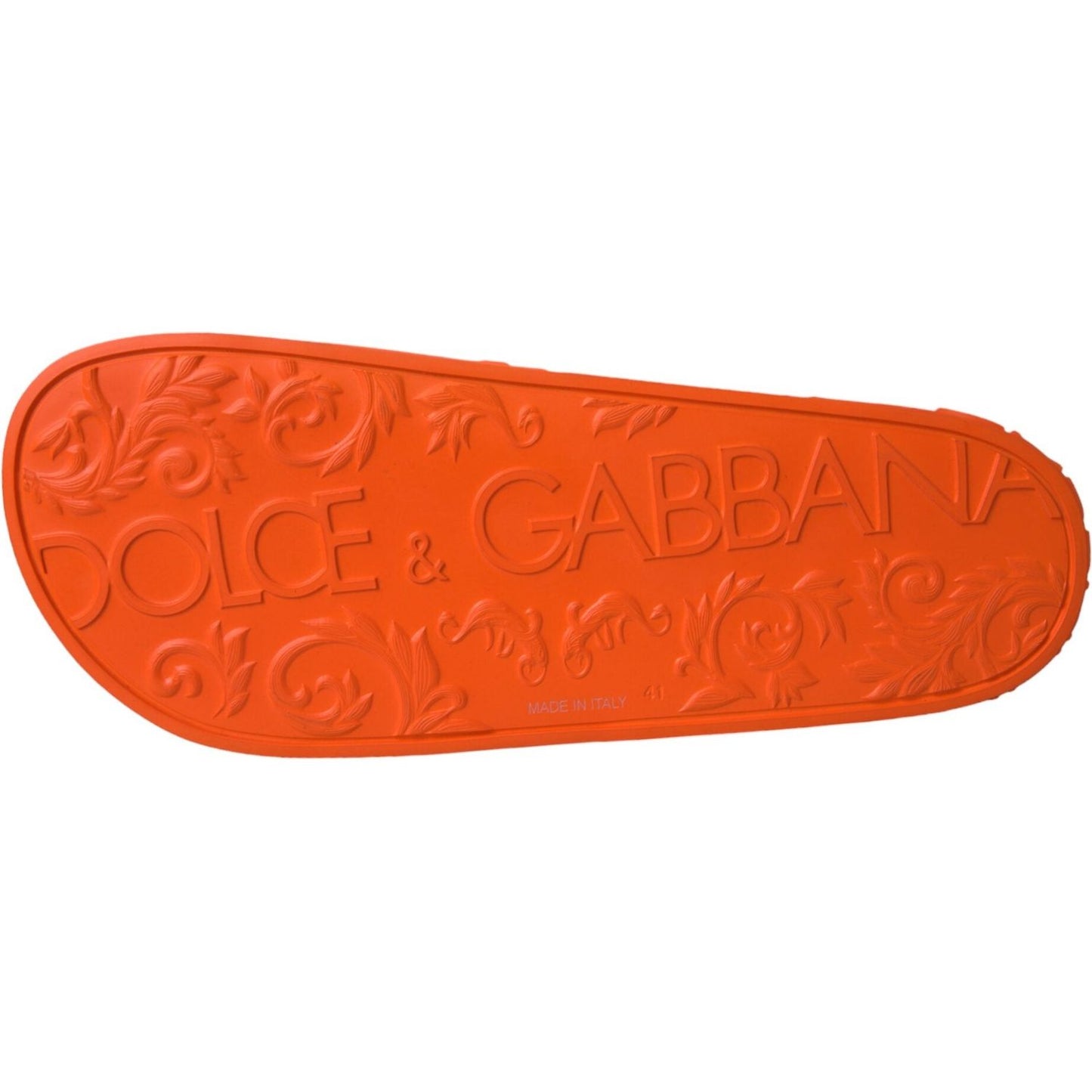 Dolce & Gabbana Orange Rubber Slides Sandals Beachwear Shoes Dolce & Gabbana