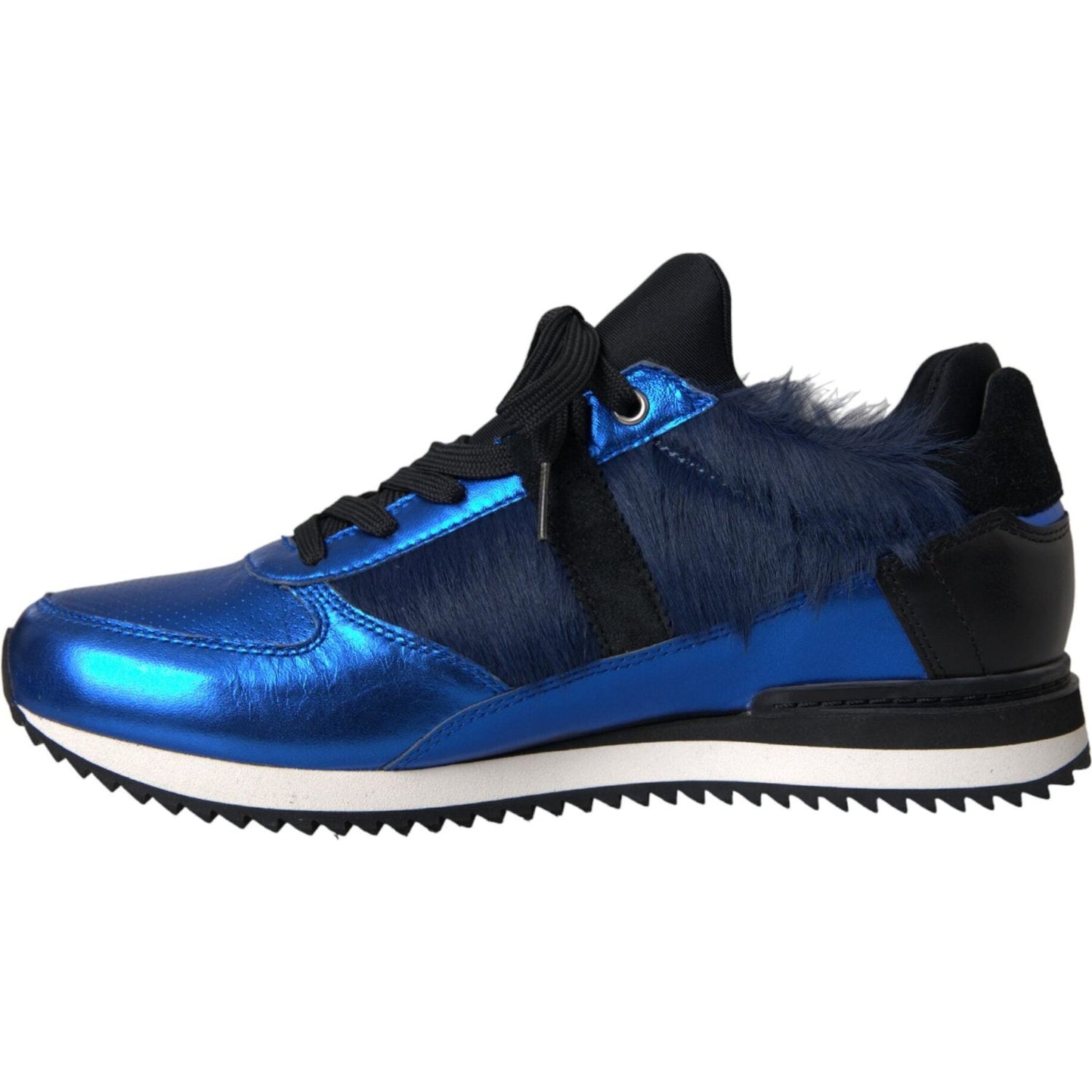 Dolce & Gabbana Blue Black Calf Hair Leather Sneakers Shoes Dolce & Gabbana