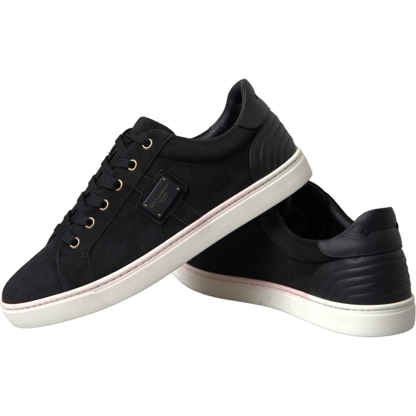 Dolce & Gabbana Black Suede Leather Men Low Top Sneakers Men Shoes Dolce & Gabbana