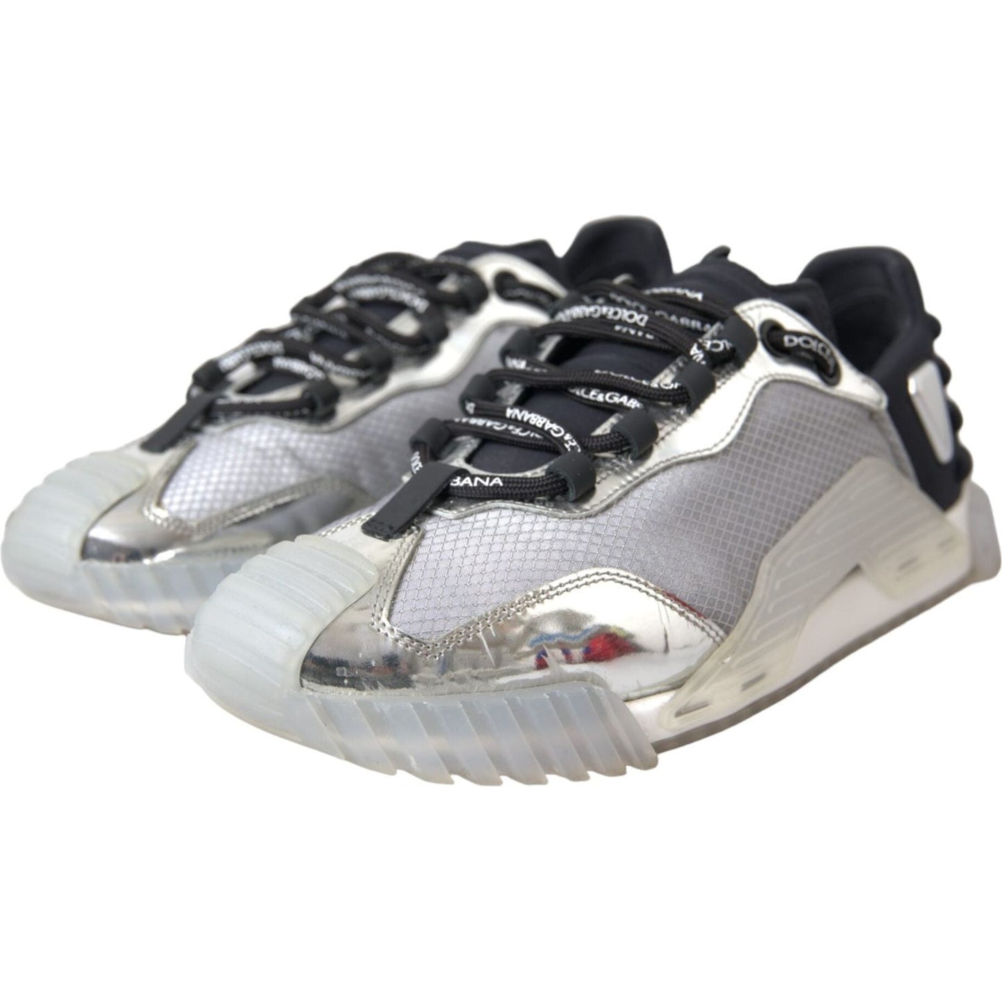 Dolce & Gabbana Silver Black Nylon NS1 Low Top Sneakers Men Shoes Dolce & Gabbana