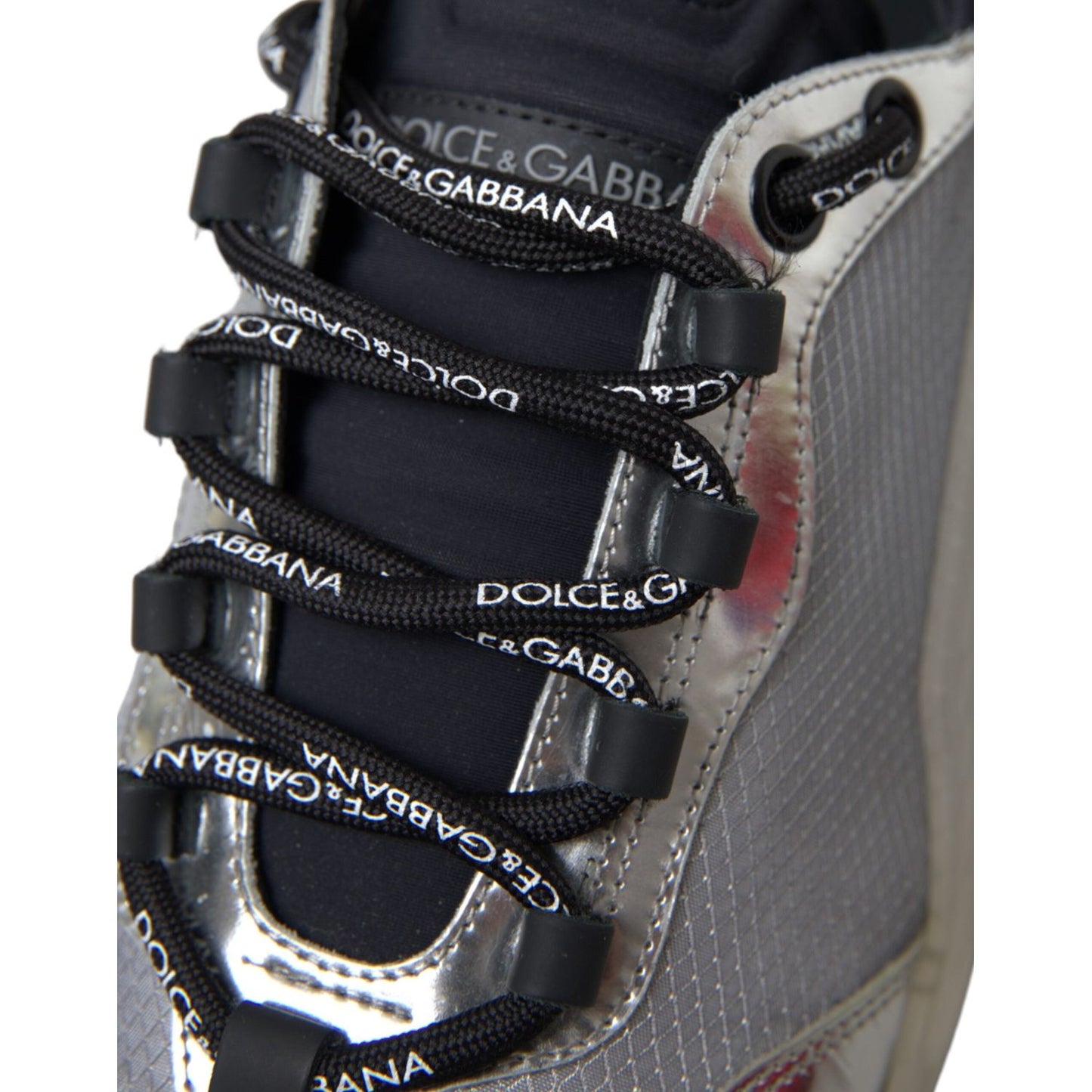 Dolce & Gabbana Silver Black Nylon NS1 Low Top Sneakers Men Shoes Dolce & Gabbana