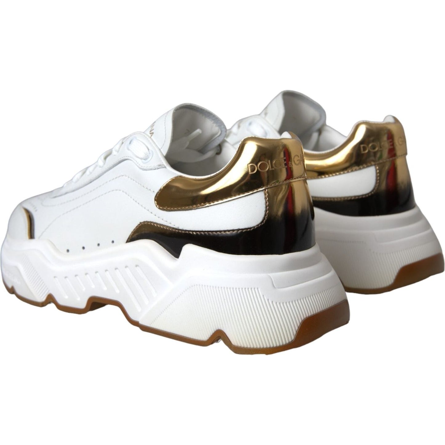 Dolce & Gabbana White Gold DAYMASTER Leather Sneakers Shoes Dolce & Gabbana