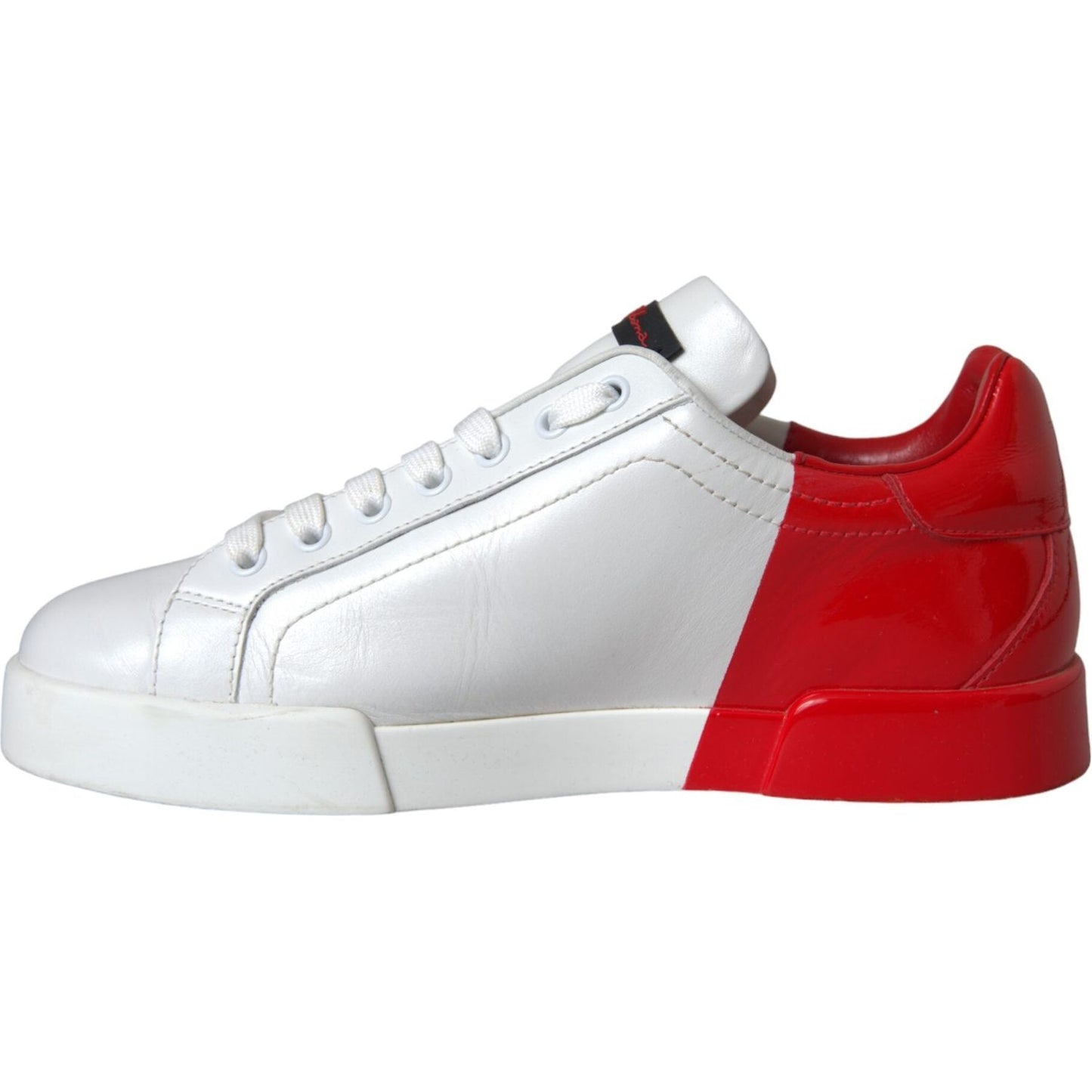 Dolce & Gabbana White Red Leather Logo Low Top Sneakers Shoes Dolce & Gabbana