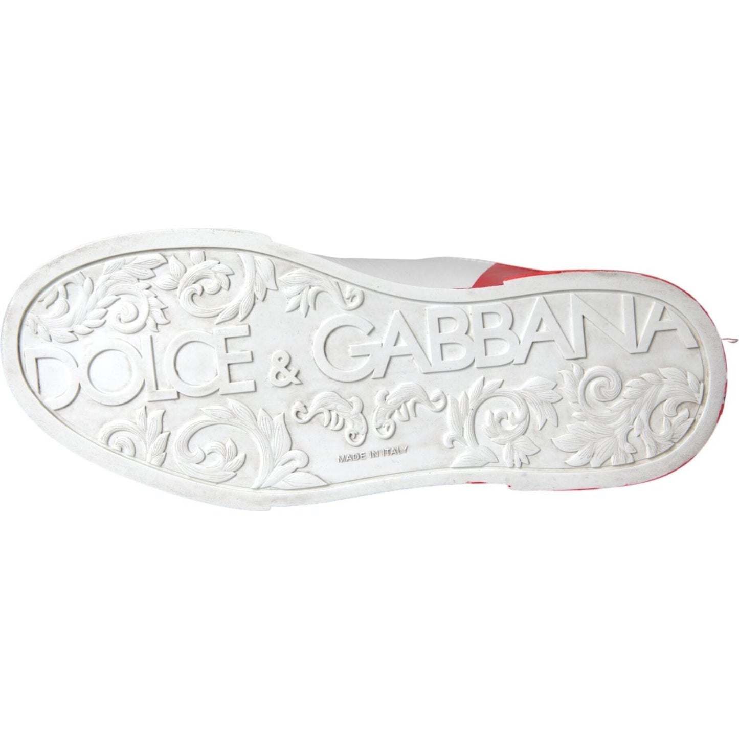 Dolce & Gabbana White Red Leather Logo Low Top Sneakers Shoes Dolce & Gabbana