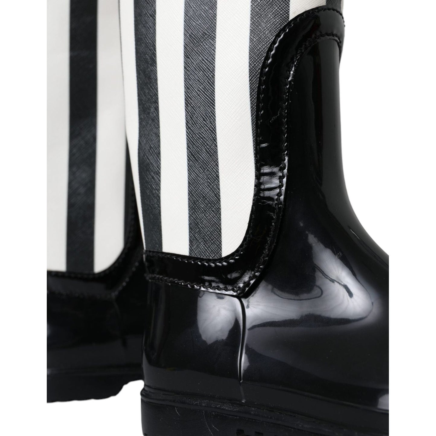 Dolce & Gabbana Black Rubber Knee High Flat Boots Shoes Dolce & Gabbana