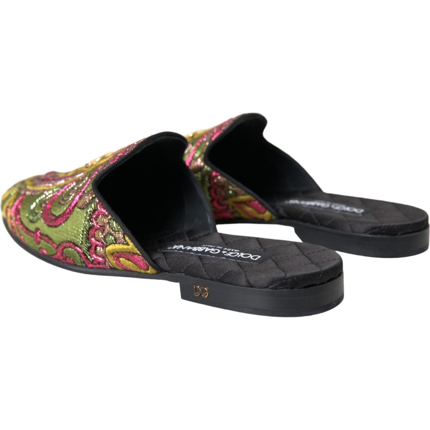 Dolce & Gabbana Multicolor Brocade DG Logo Mule Flat Sandals Shoes Dolce & Gabbana