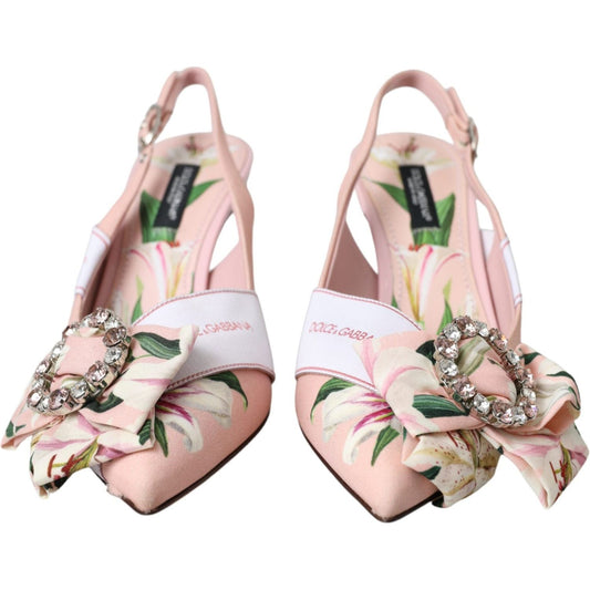 Pink Lily Crystal Cady Slingback Heel Shoes