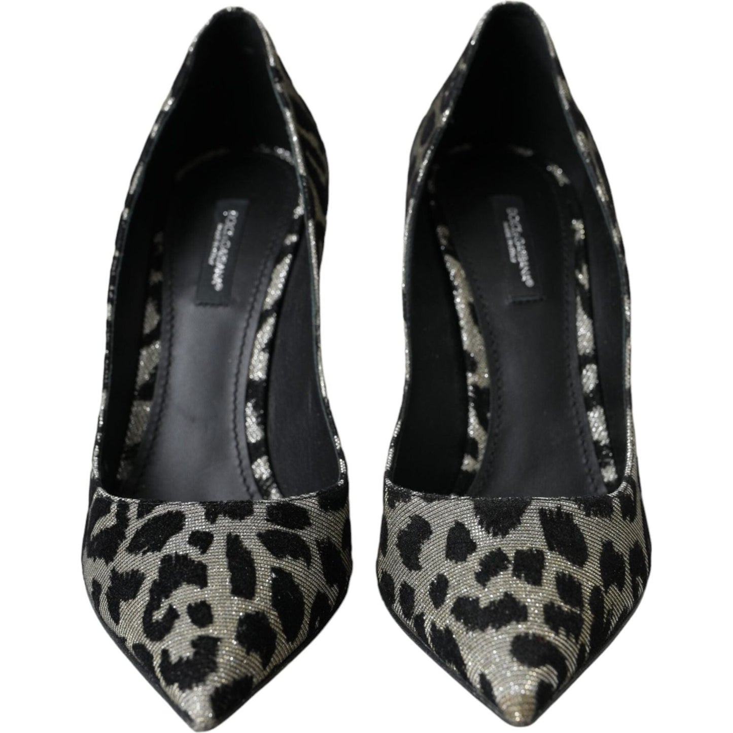 Dolce & Gabbana Silver Black Leopard Lurex Heels Pumps Shoes Dolce & Gabbana