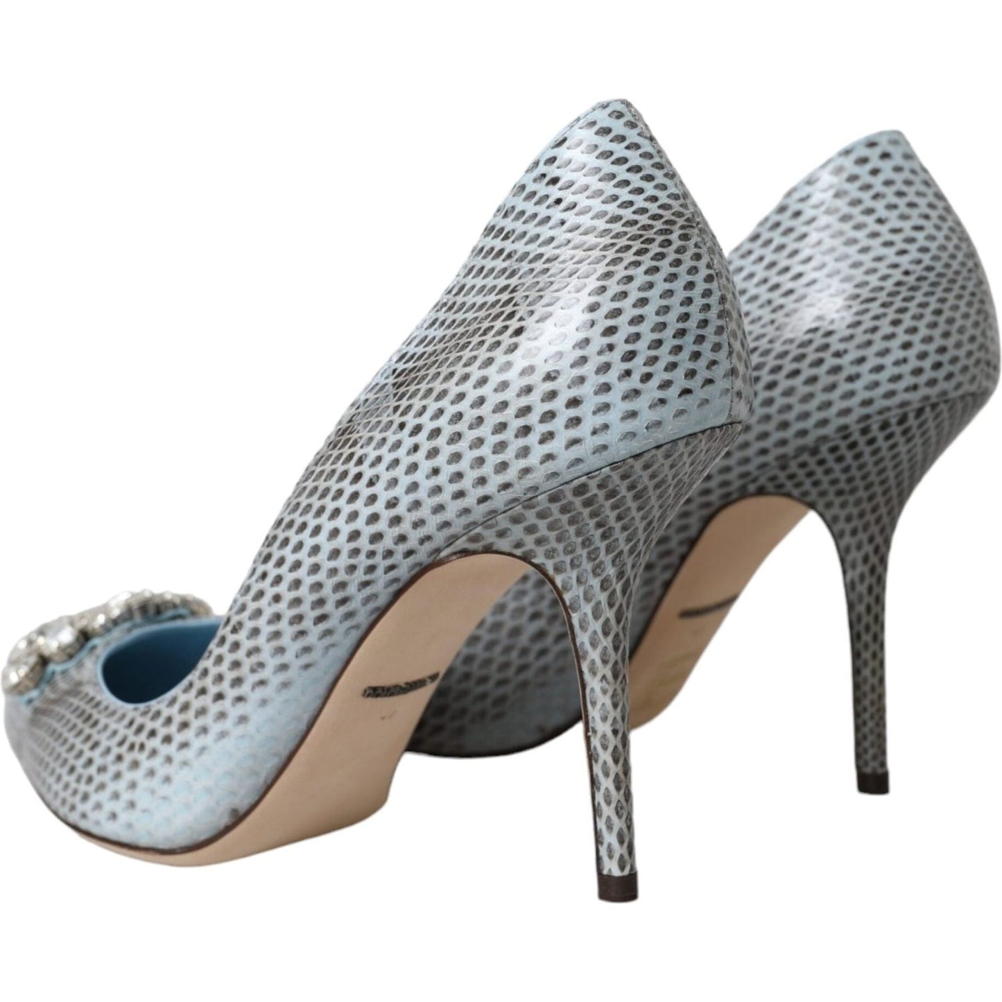 Dolce & Gabbana Light Blue Exotic Leather Crystal Bellucci Shoes Dolce & Gabbana