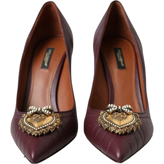 Bordeaux Leather Heart DEVOTION Pumps Shoes