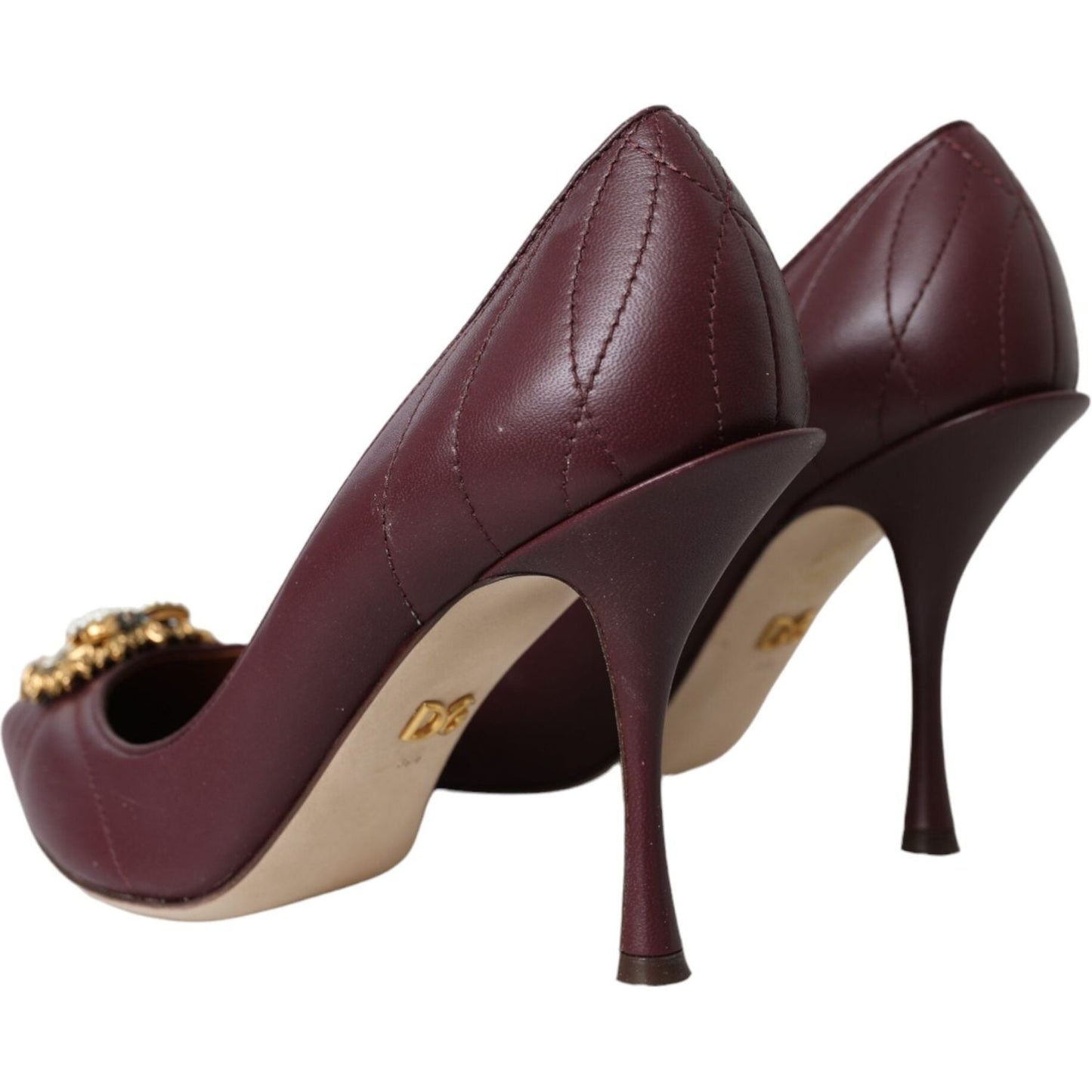 Dolce & Gabbana Bordeaux Leather Heart DEVOTION Pumps Shoes Dolce & Gabbana