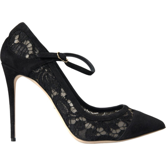 Black Taormina Lace Mary Janes Pumps Shoes