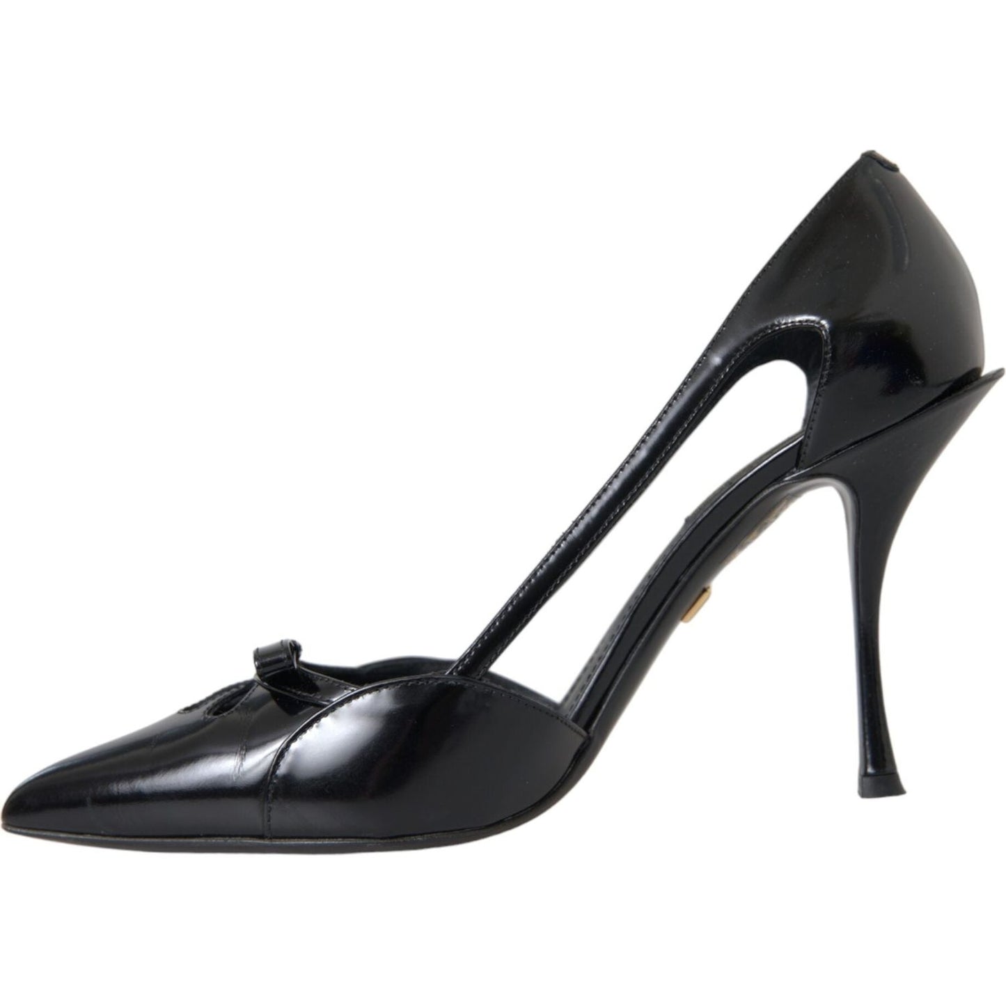 Dolce & Gabbana Black Calf Leather Pointed Heels Pumps Shoes Dolce & Gabbana